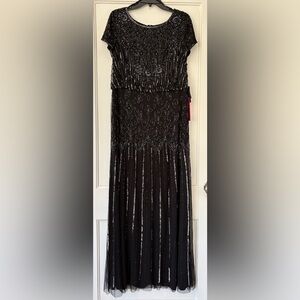 Adrianna Papell Black and Silver Embellished Dress